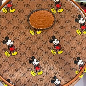 Gucci Brown Mickey Mouse Coated Canvas Round Backpack